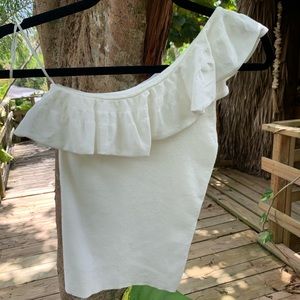 Mango knitted one shoulder top